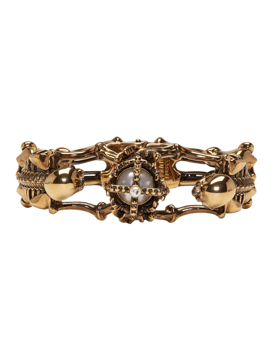 ALEXANDER MCQUEEN Gold Two Skeletons Bracelet · VERGLE