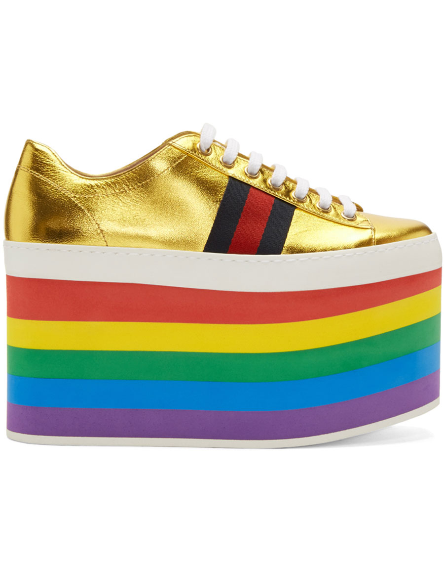 GUCCI Gold Peggy Platform Sneakers · VERGLE