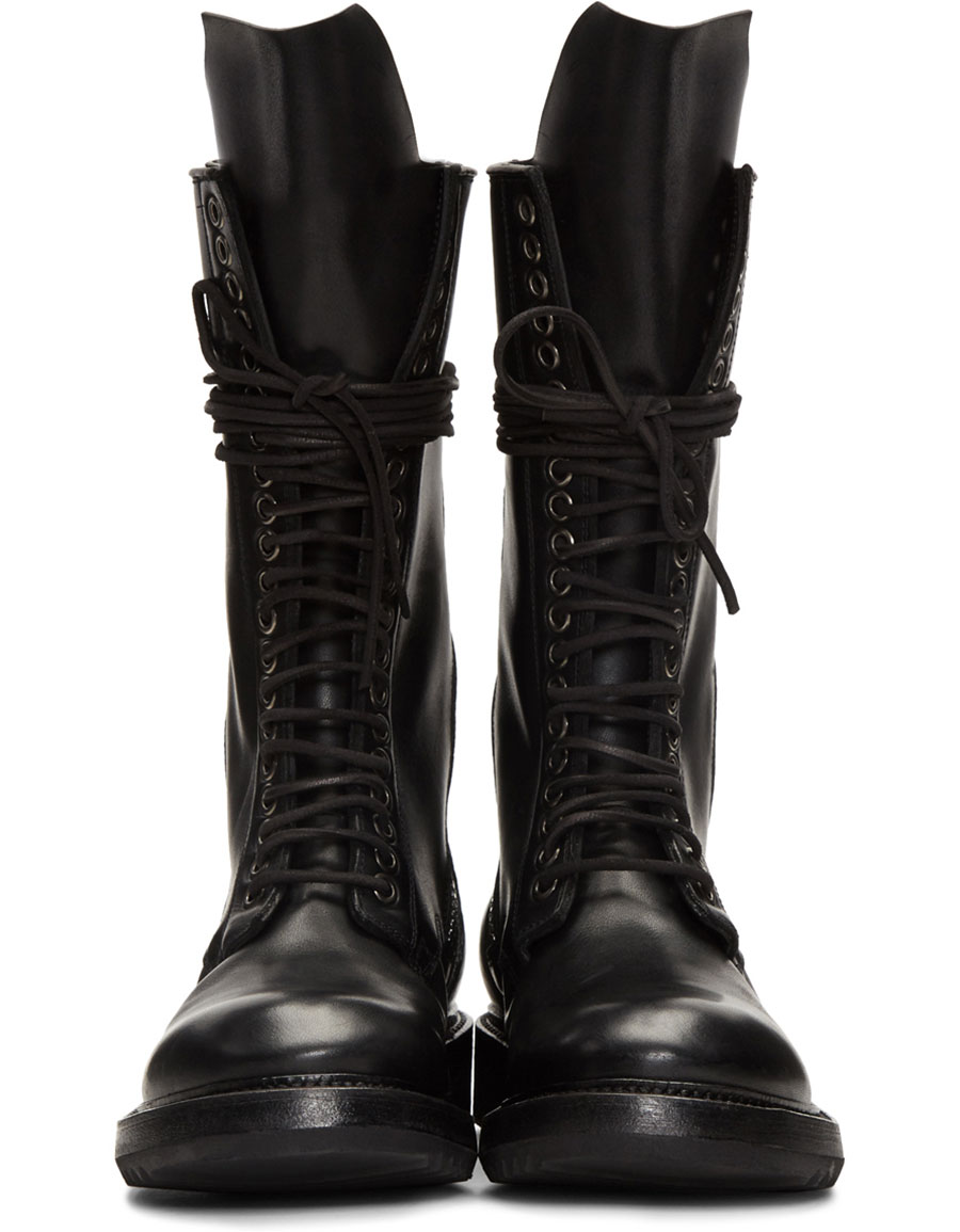 rick owens lace up boots