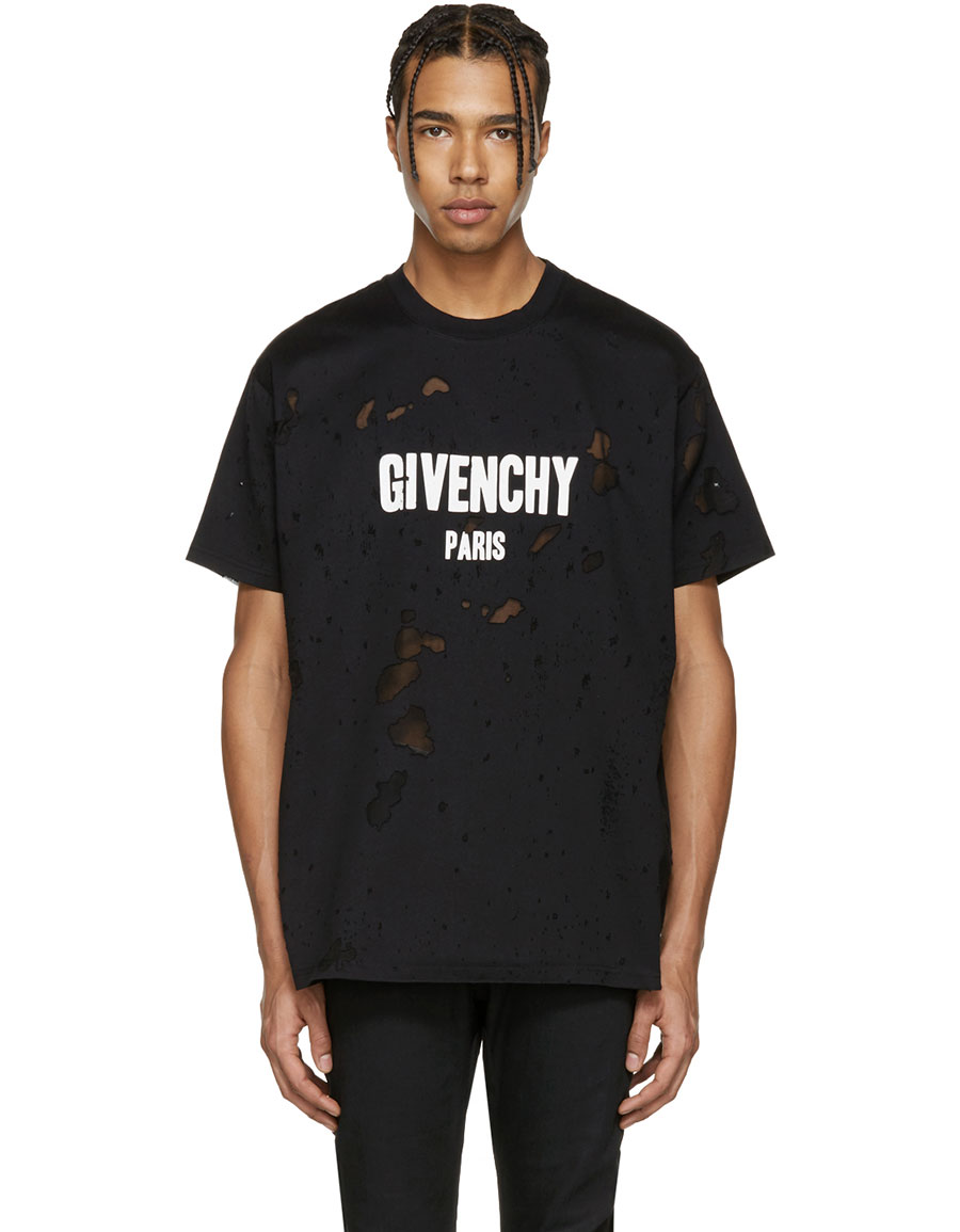 GIVENCHY Black Destroyed Logo T-Shirt · VERGLE