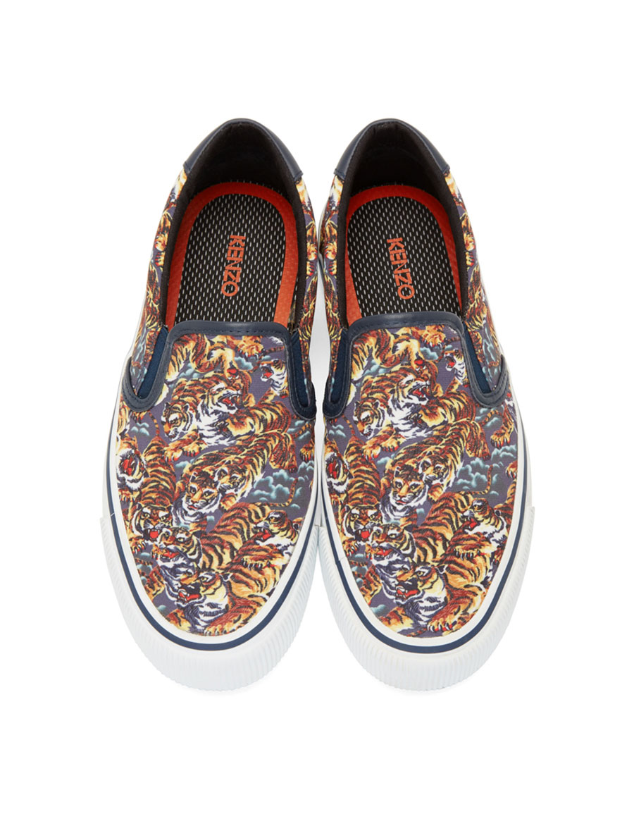 kenzo tiger slip on sneakers