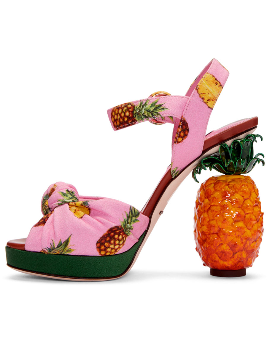 DOLCE & GABBANA Pink Pineapple Sandals.