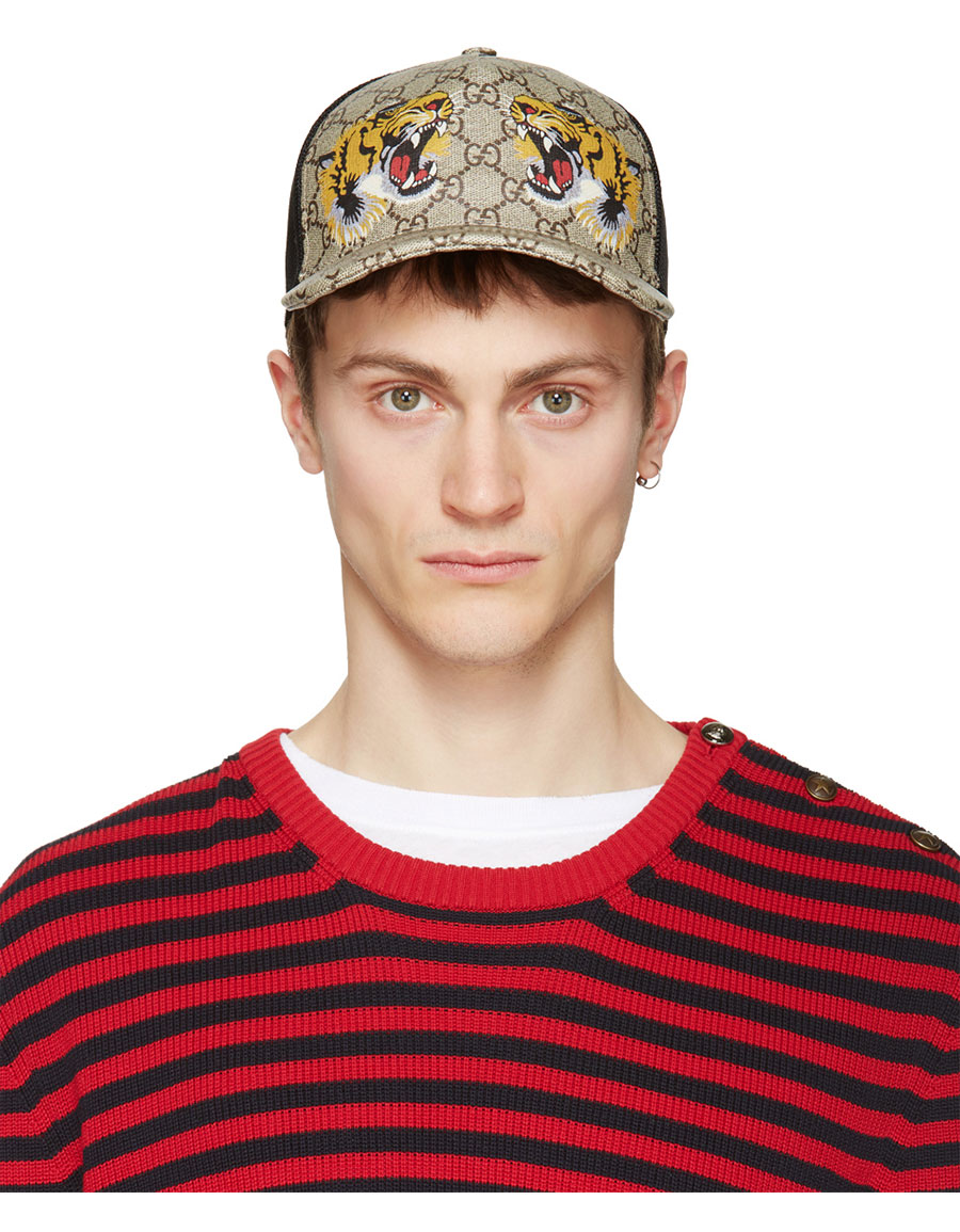gucci tiger hat black