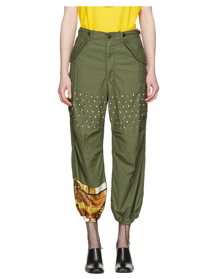 JUNYA WATANABE Green Studded Trousers · VERGLE