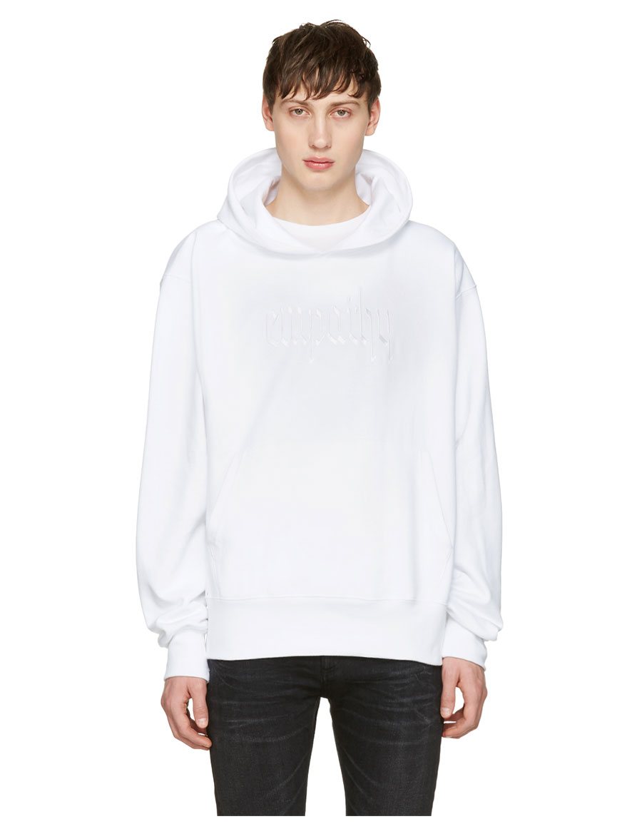 RESORT CORPS SSENSE Exclusive White Embroidered Empathy Hoodie 