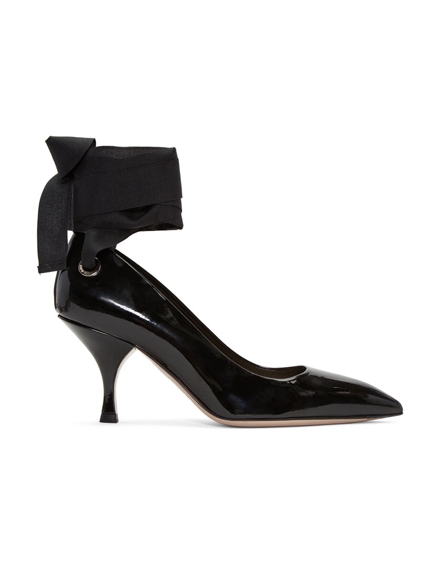 MIU MIU Black Grommet & Ribbon Heels · VERGLE MIU MIU Black Grommet & Ribbon Heels · VERGLE