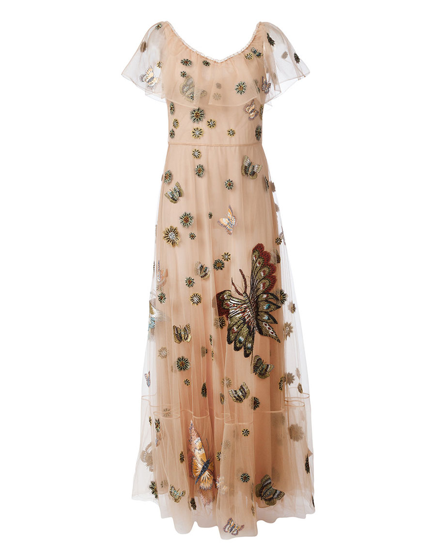 valentino embroidered tulle dress Valentino Embroidered Tulle Gown with Floral Motif main image 0