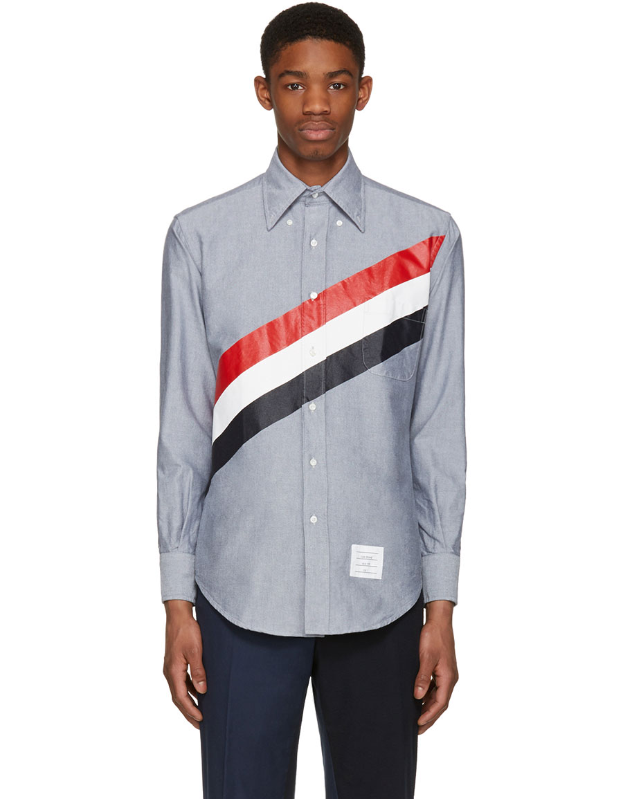 Thom Browne White Spread Collar Shirt