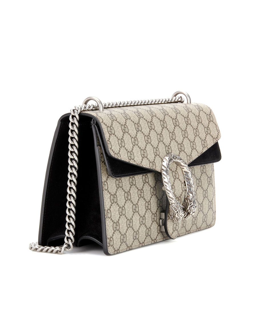 gg supreme canvas & suede shoulder bag