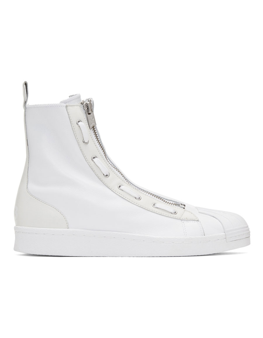 Y-3 White Pro Zip High-Top Sneakers · VERGLE