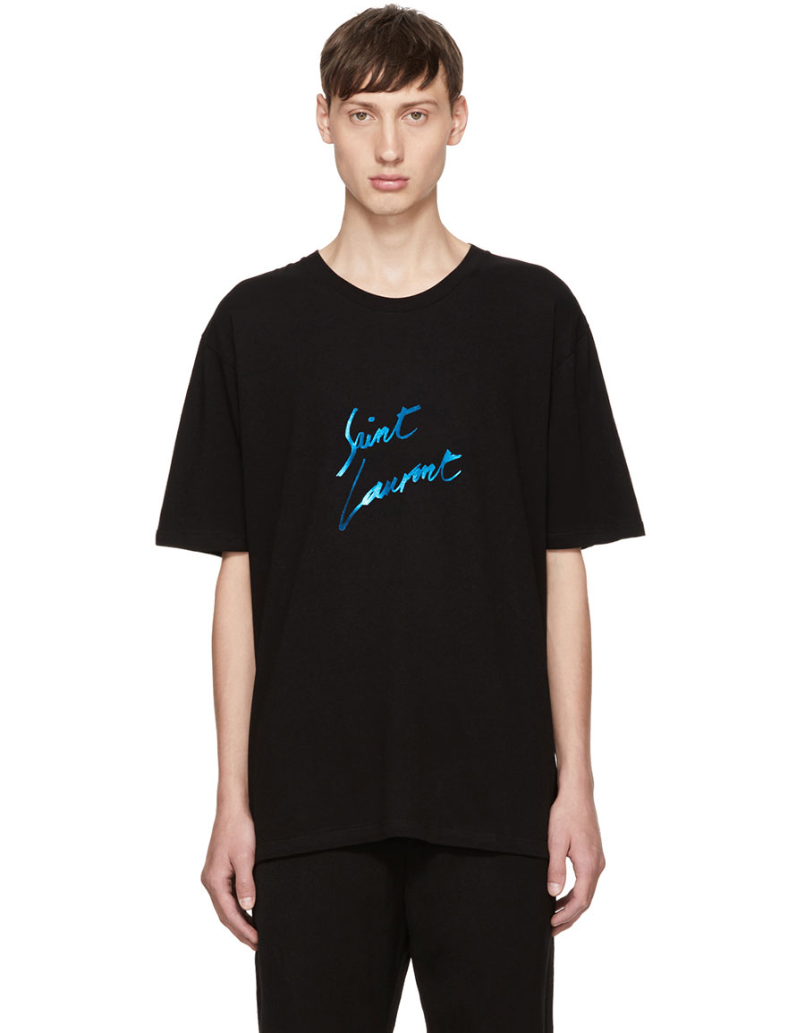 SAINT LAURENT Black Logo Signature T-Shirt · VERGLE