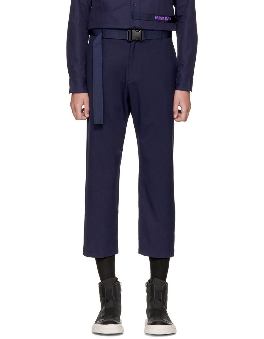 navy trousers with pockets