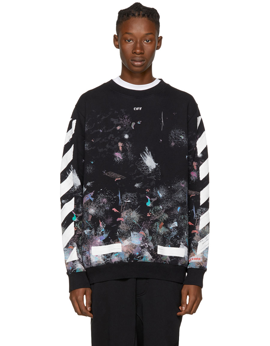 OFF-WHITE Black Brushed Diagonal Galaxy Sweatshirt · VERGLE