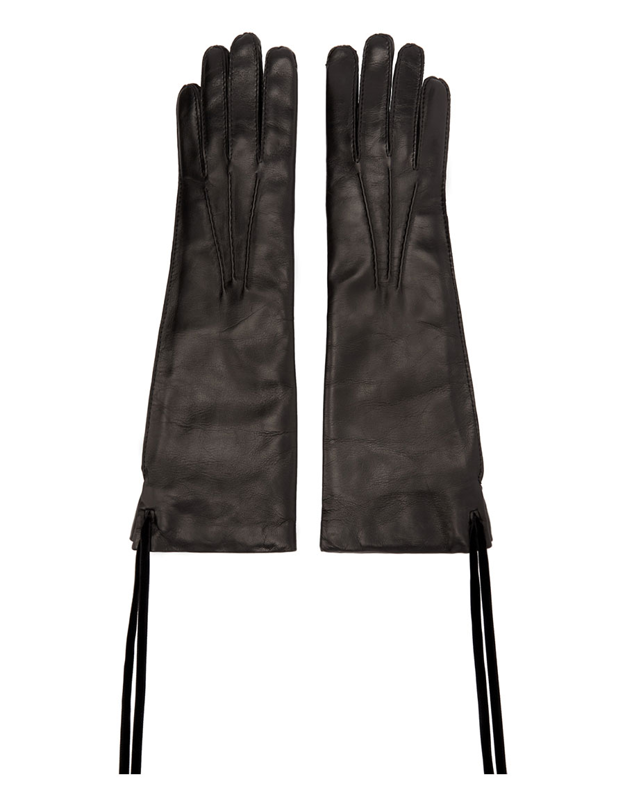 ANN DEMEULEMEESTER Black Leather Joris Gloves · VERGLE