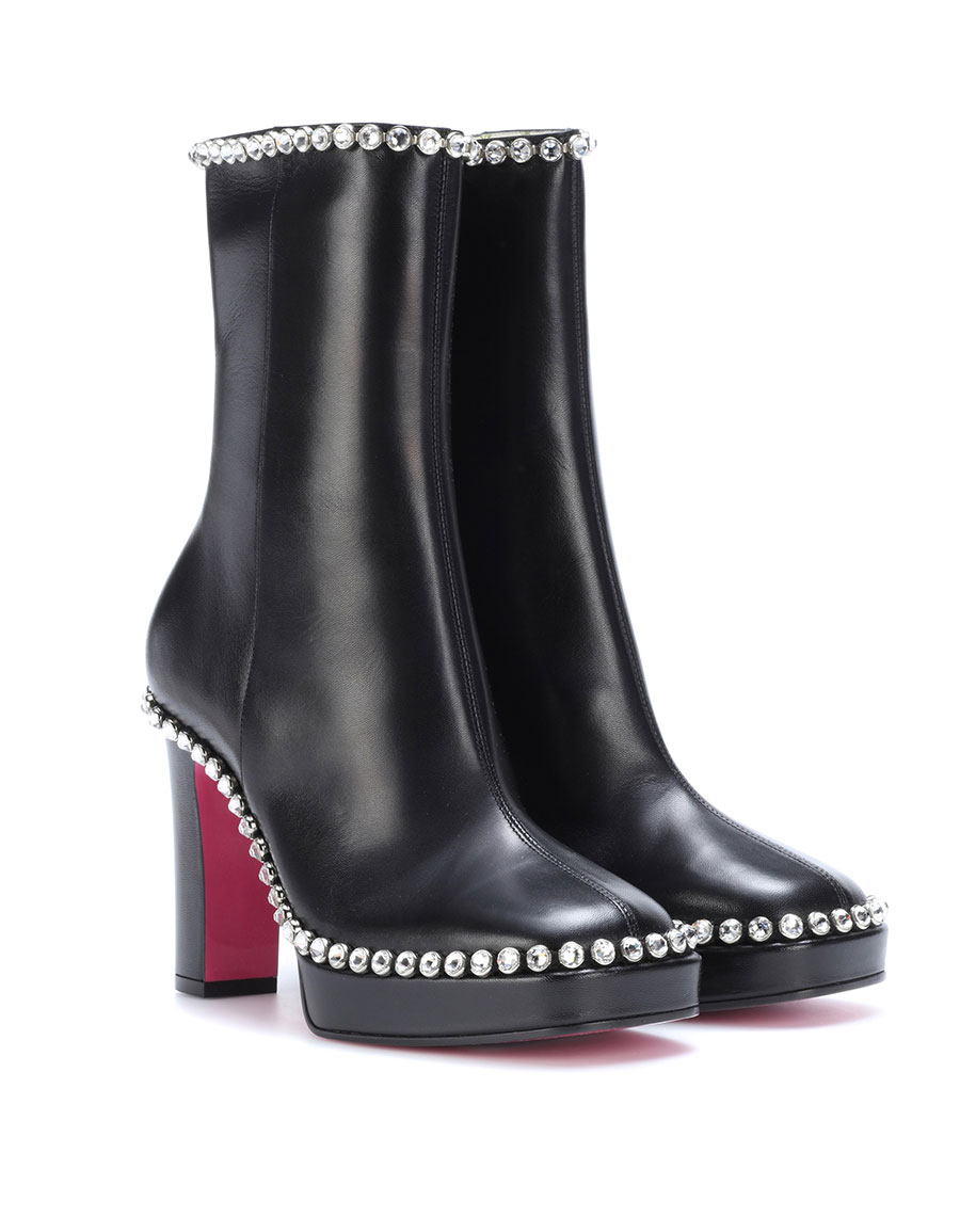 gucci embellished leather ankle boots