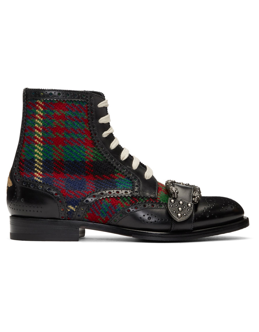 Gucci Men's Tartan Leather Boots