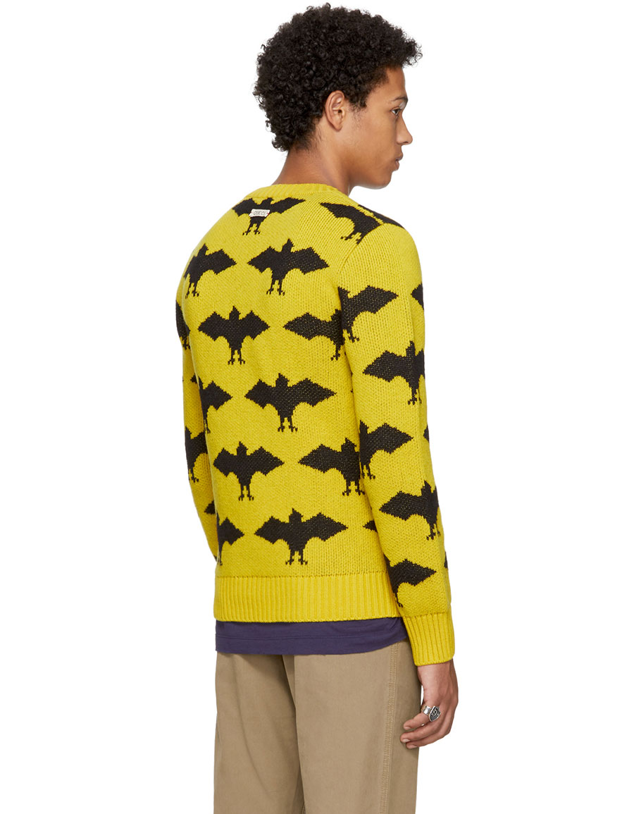gucci yellow bat sweater