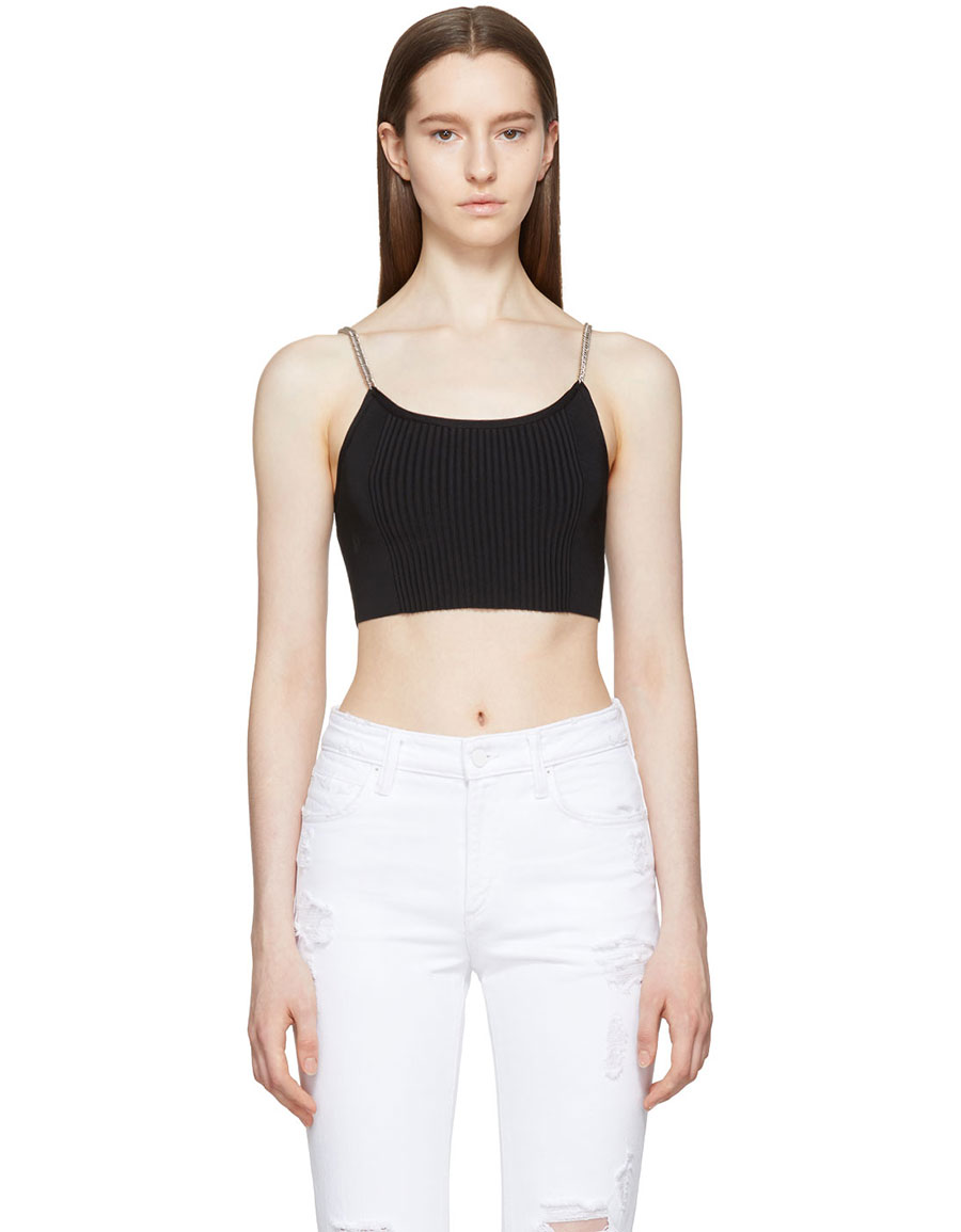 ALEXANDER WANG Black Ribbed Chain Strap Bra Top · VERGLE