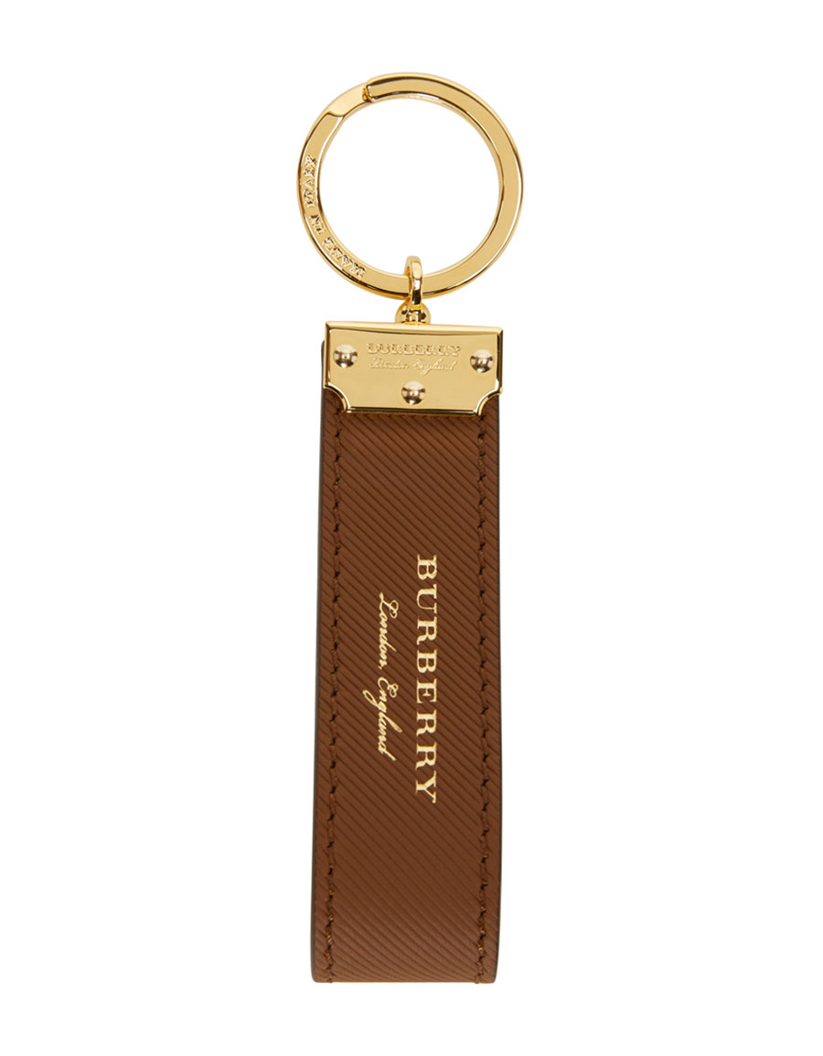 BURBERRY Tan Leather Keychain · VERGLE