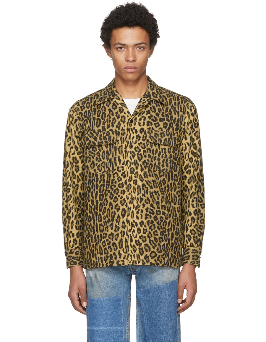 WACKO MARIA Beige & Brown 'Guilty Parties' Leopard Flannel WACKO MARIA Beige & Brown 'Guilty Parties' Leopard Flannel