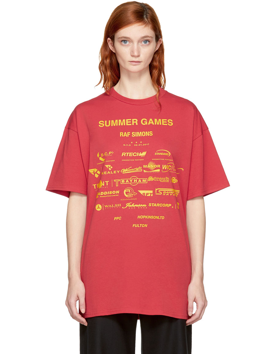 timeren Springboard Der er behov for RAF SIMONS Red 'Summer Games' Easy Fit T-Shirt · VERGLE