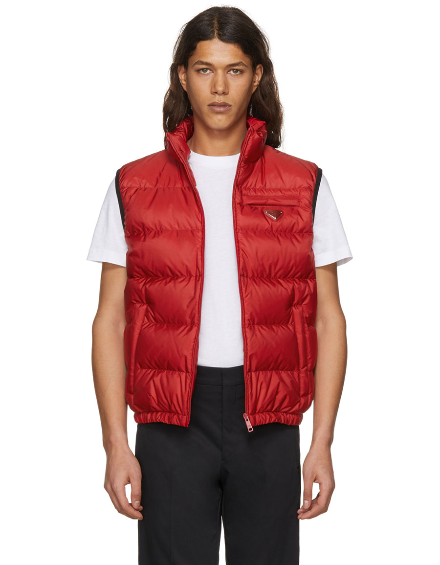 PRADA Red Down Puffer Vest · VERGLE