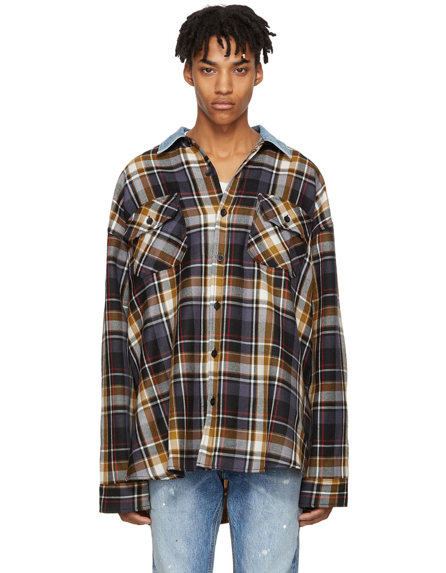 FEAR OF GOD Purple Oversized Plaid Denim Collar Flannel Shirt · VERGLE