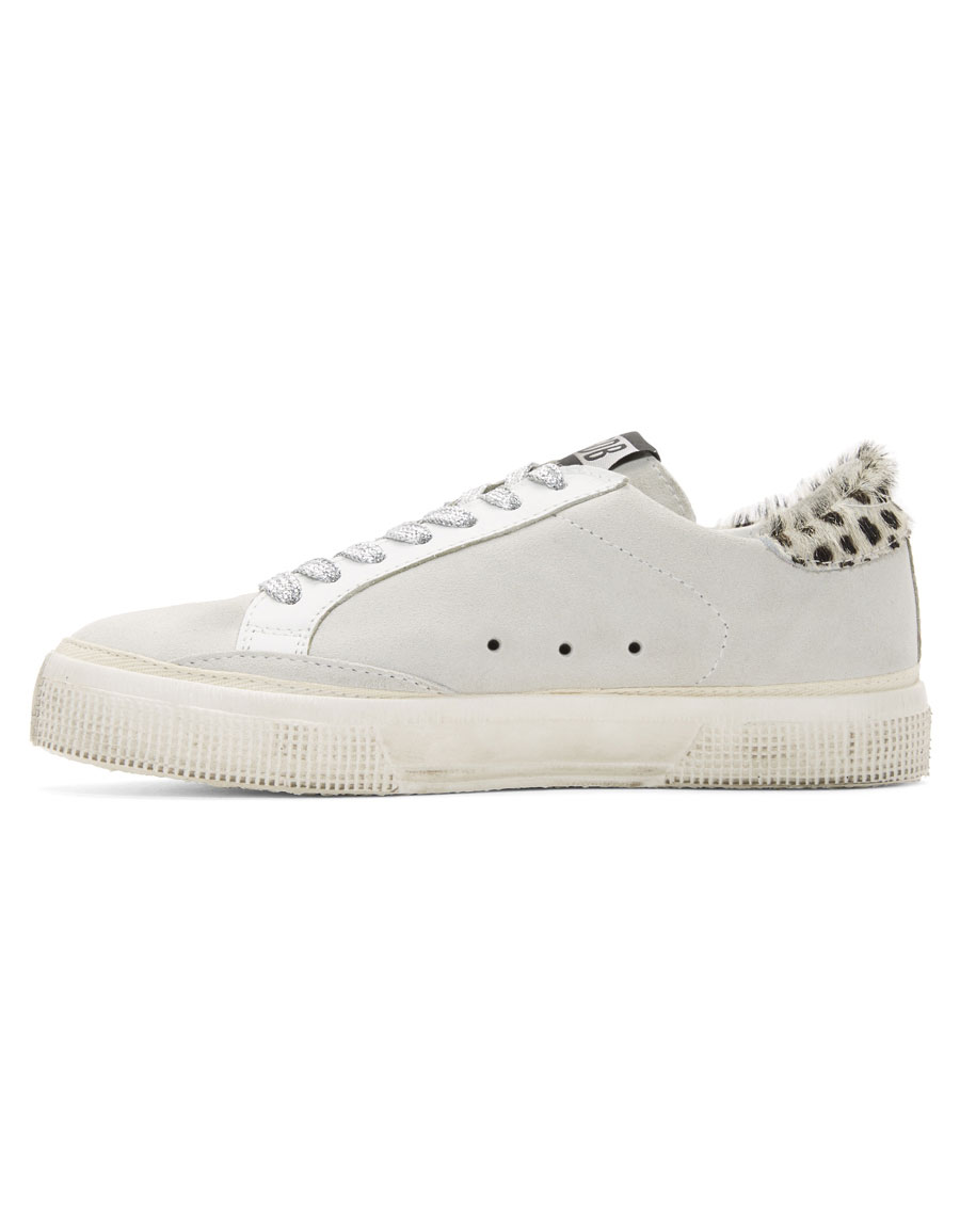golden goose white suede leopard may sneakers