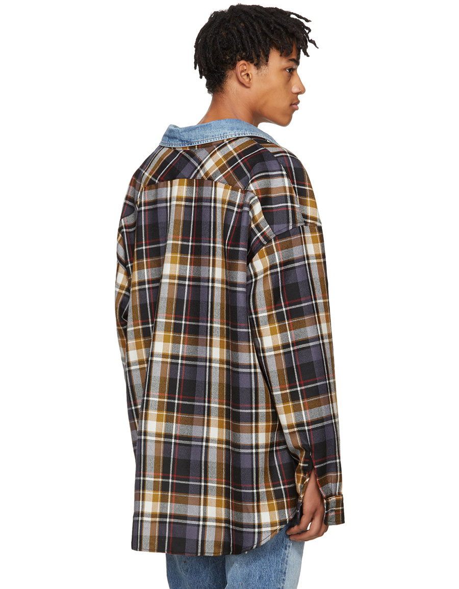 flannel with denim collar