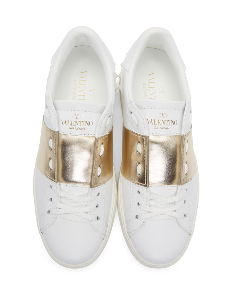 valentino white and gold sneakers