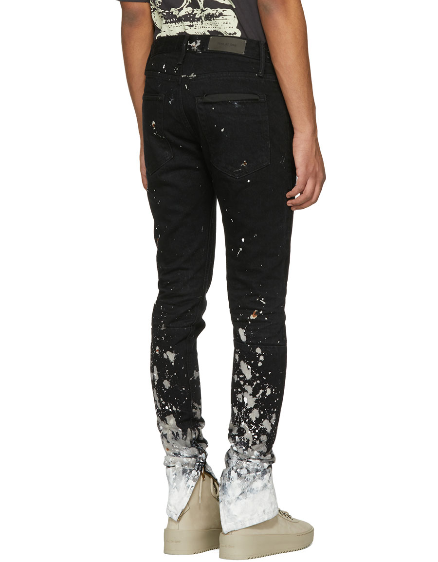 fear of god black selvedge painters denim jeans black romper