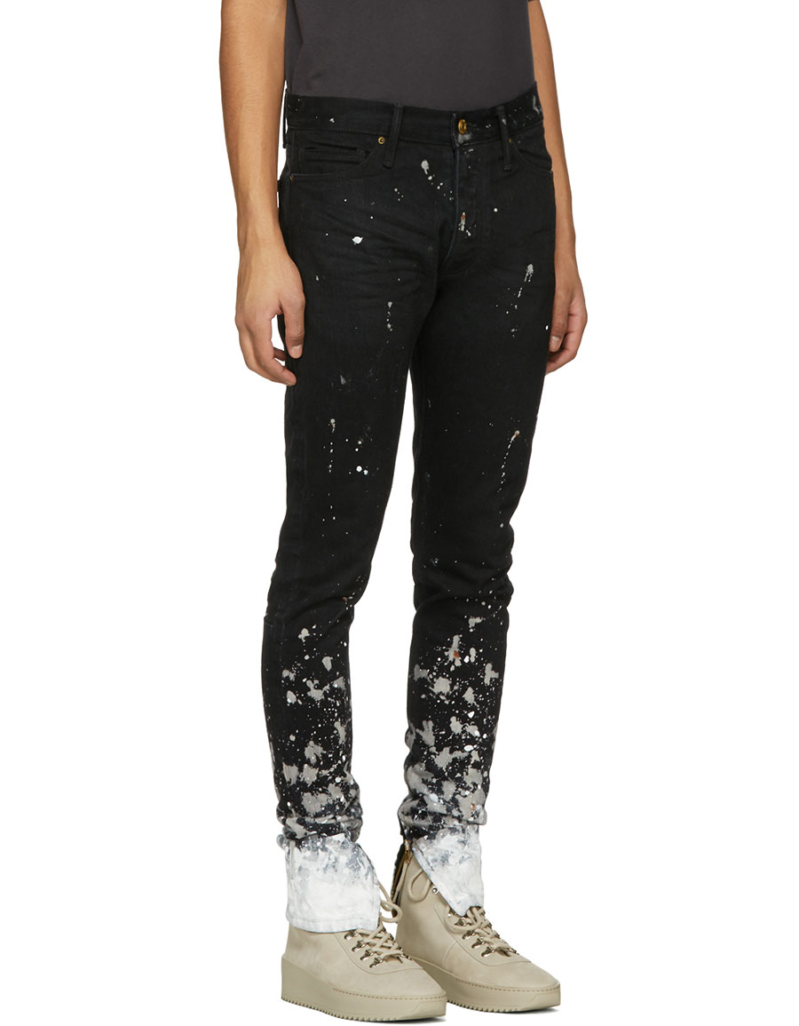 fear of god black selvedge painters denim jeans black romper