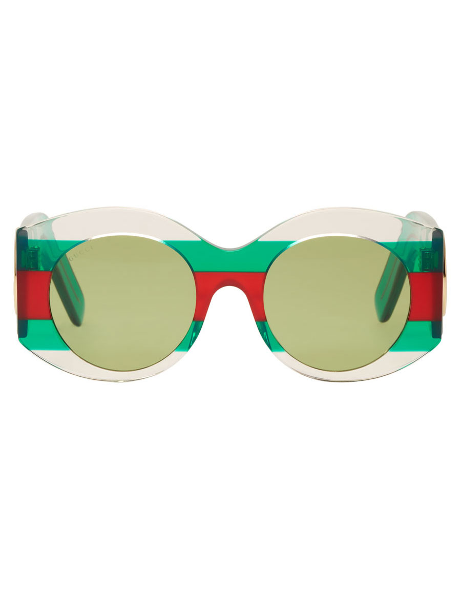 GUCCI Green & Red Round Web Sunglasses · VERGLE