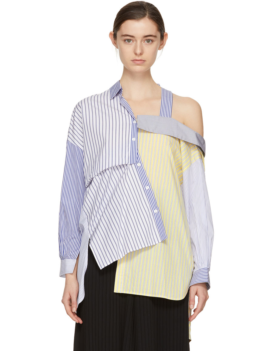 ENFOLD Multicolor Mix Off-the-Shoulder Shirt · VERGLE 