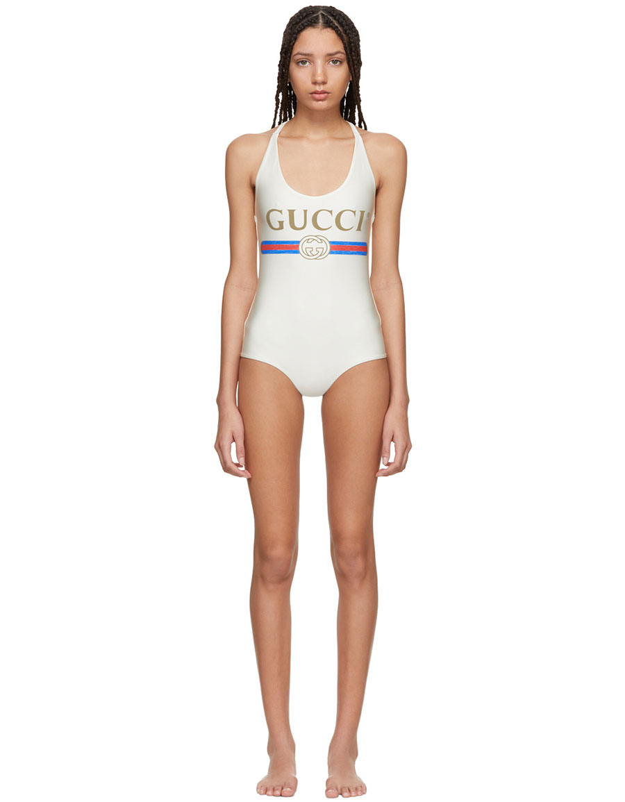 GUCCI White Logo Swimsuit · VERGLE