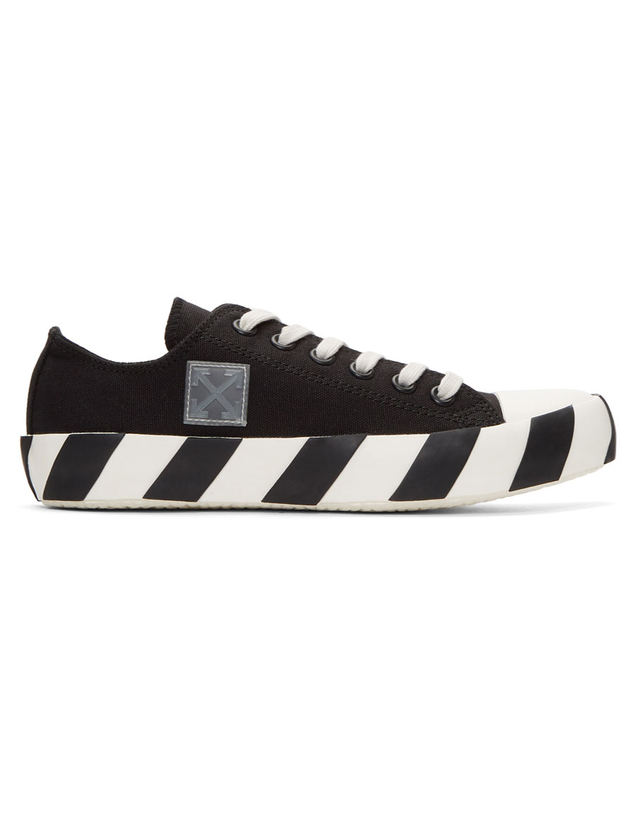 OFF-WHITE Black Striped Low Sneakers · VERGLE