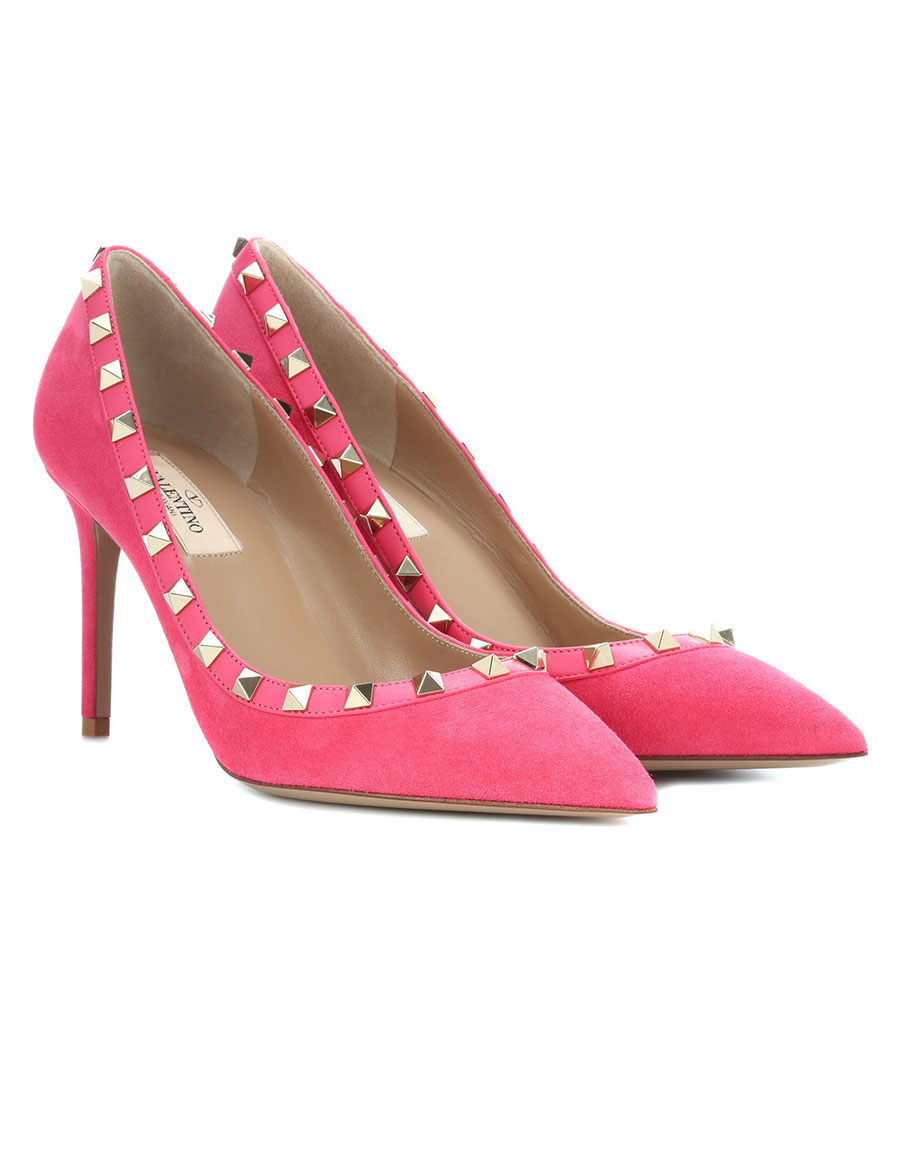 valentino garavani rockstud suede pumps