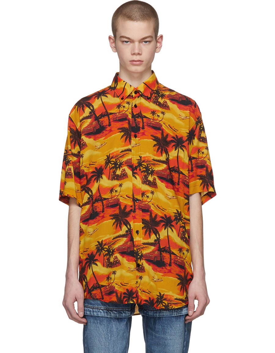 balenciaga norm fit hawaiian shirt
