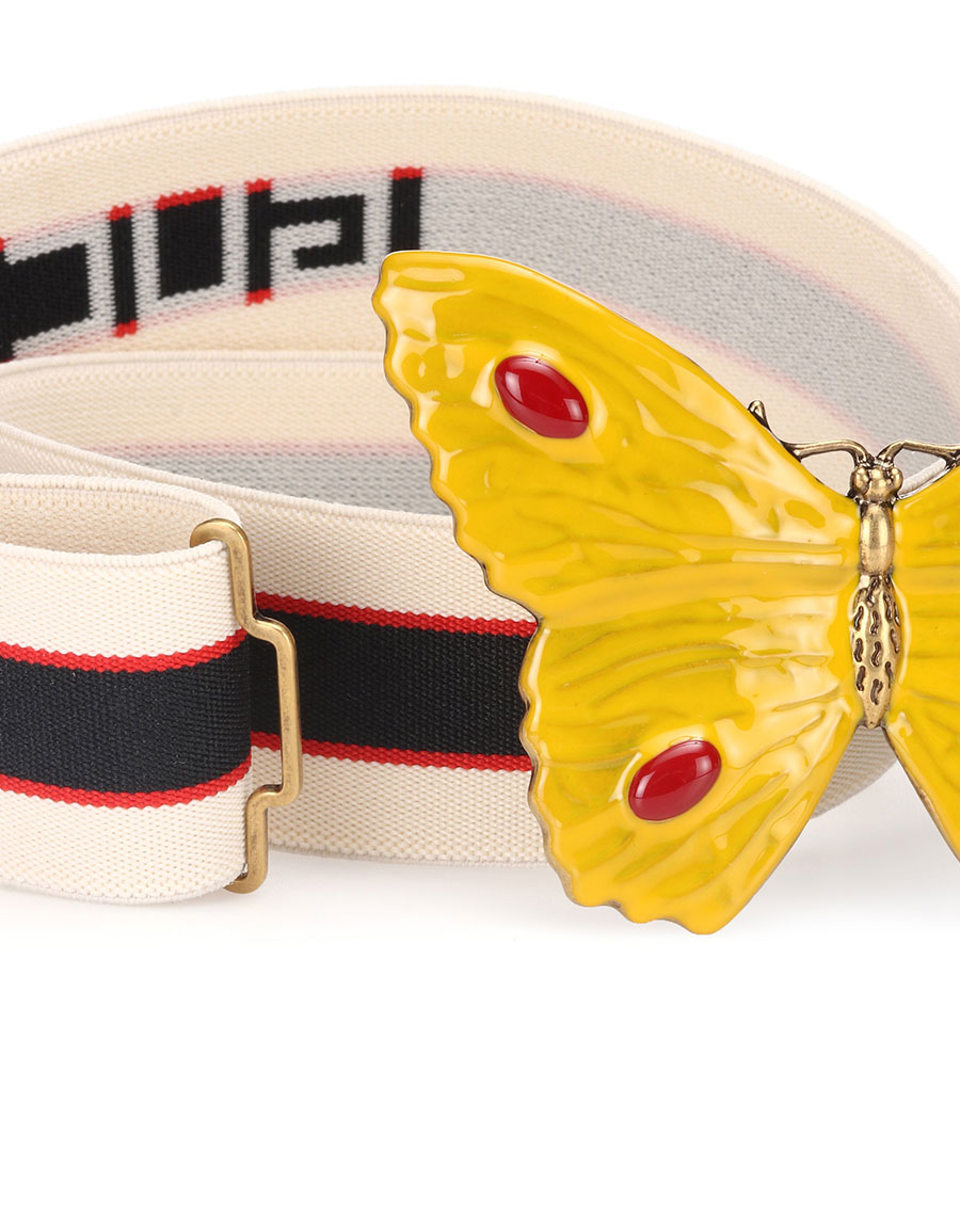 gucci stripe belt with butterfly