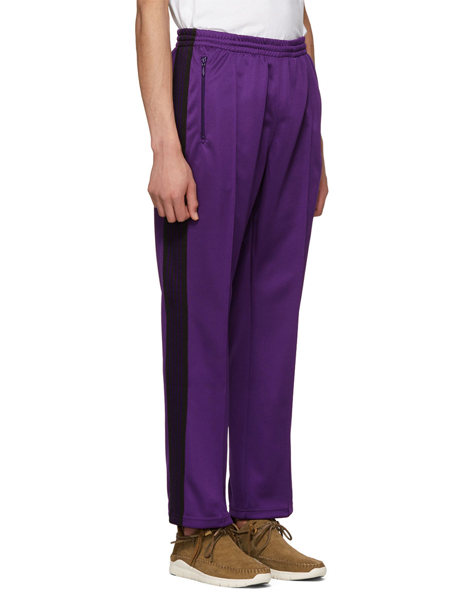 black pants with purple stripe