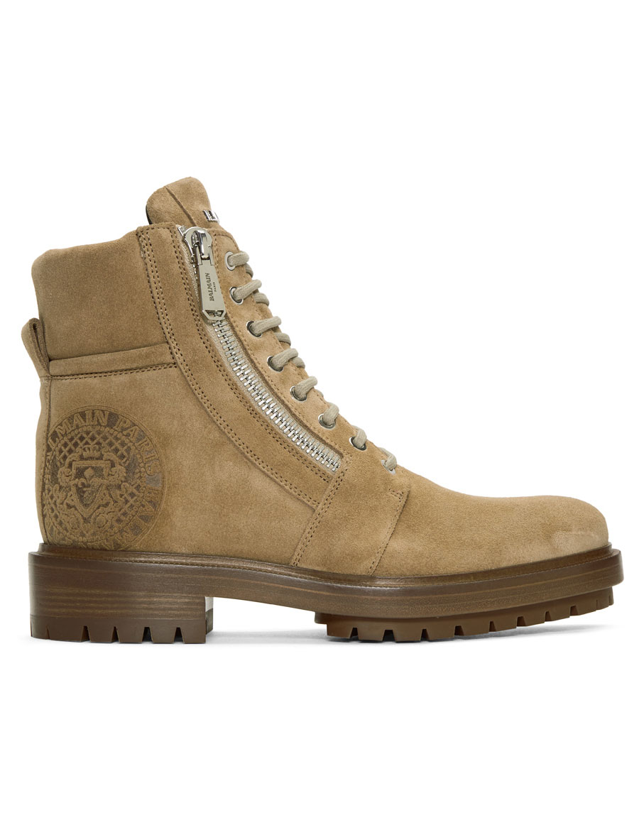 BALMAIN Tan Ranger Boots VERGLE