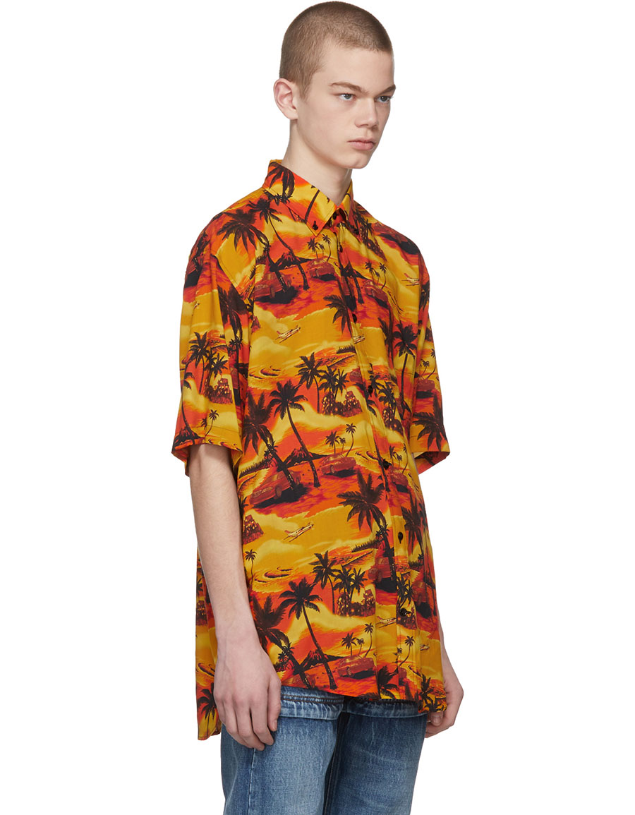 balenciaga norm fit hawaiian shirt