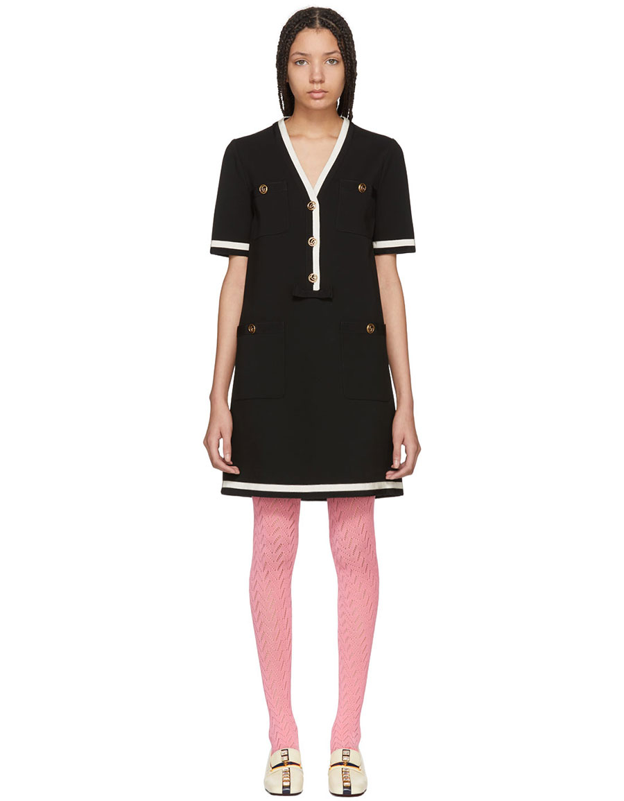 GUCCI Black Striped Piping Dress  VERGLE