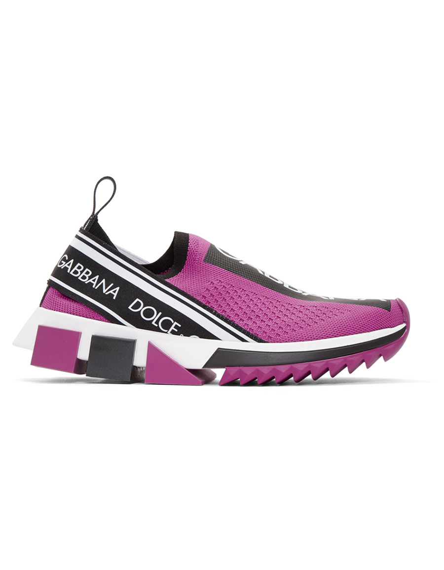 DOLCE & GABBANA Purple Knit Logo Sneakers · VERGLE