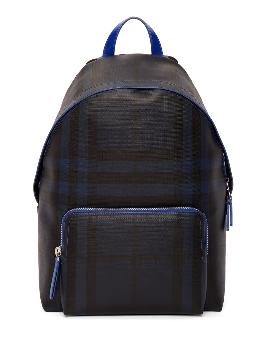 BURBERRY Navy & Blue London Check Backpack · VERGLE