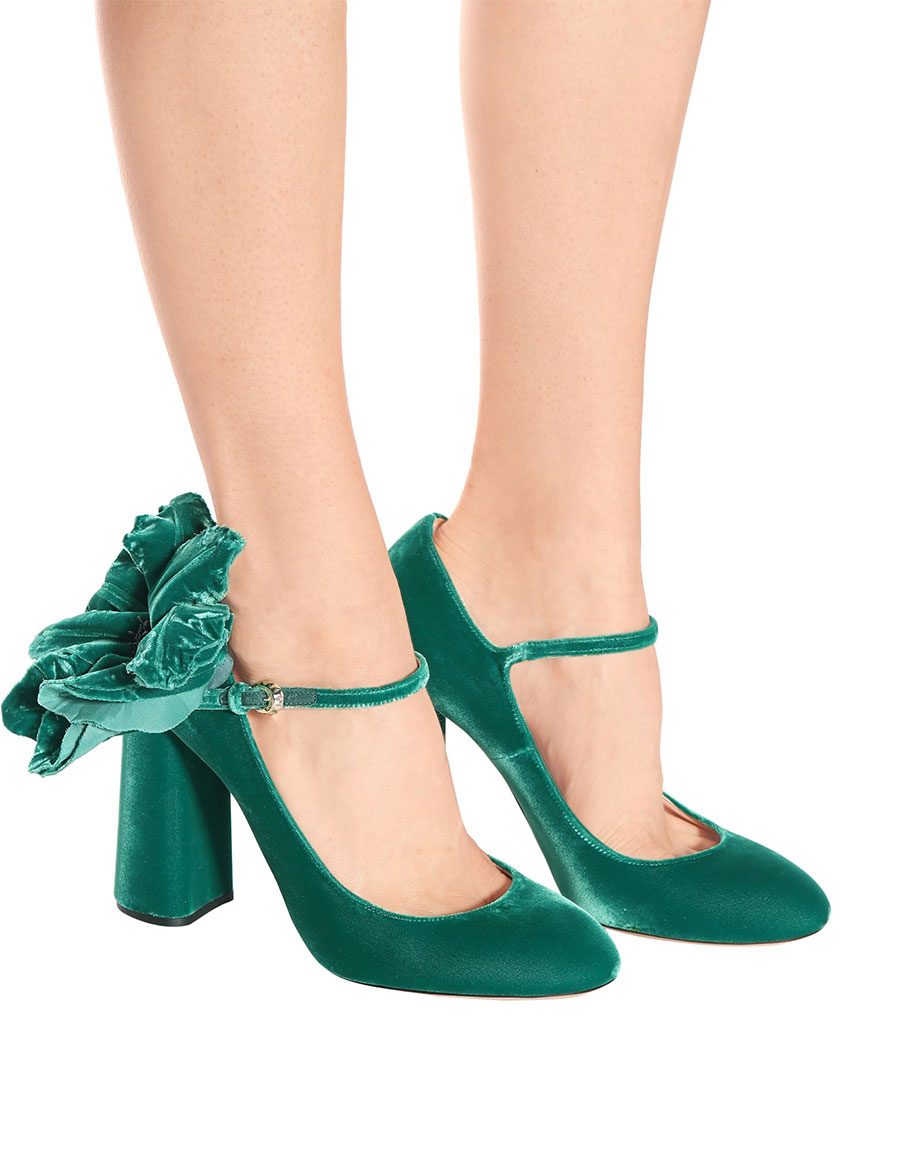 green velvet mary janes