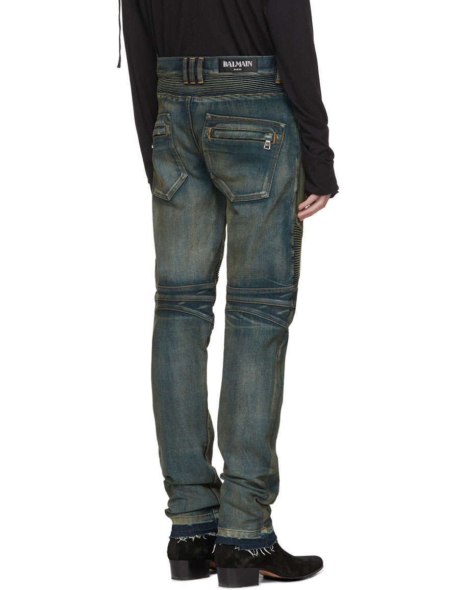 balmain biker denim