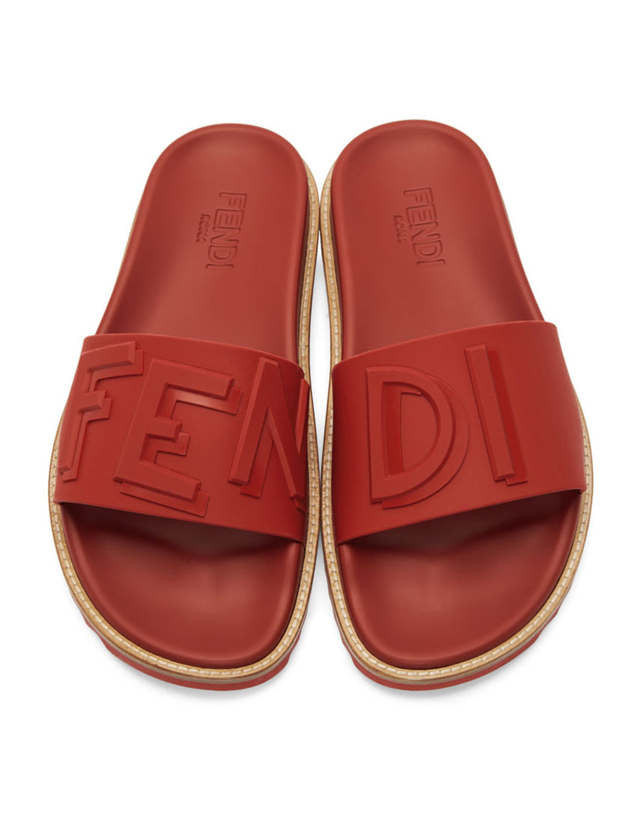 FENDI Red 'Fendi Vocabulary' Sandals 