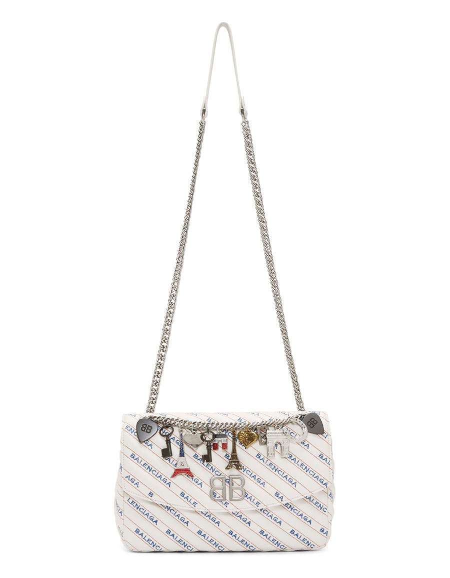 BALENCIAGA White & Blue BB Charm Bag · VERGLE