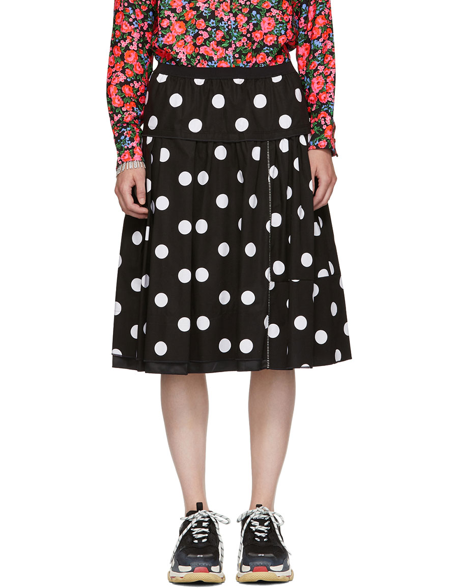 white and black polka dot skirt